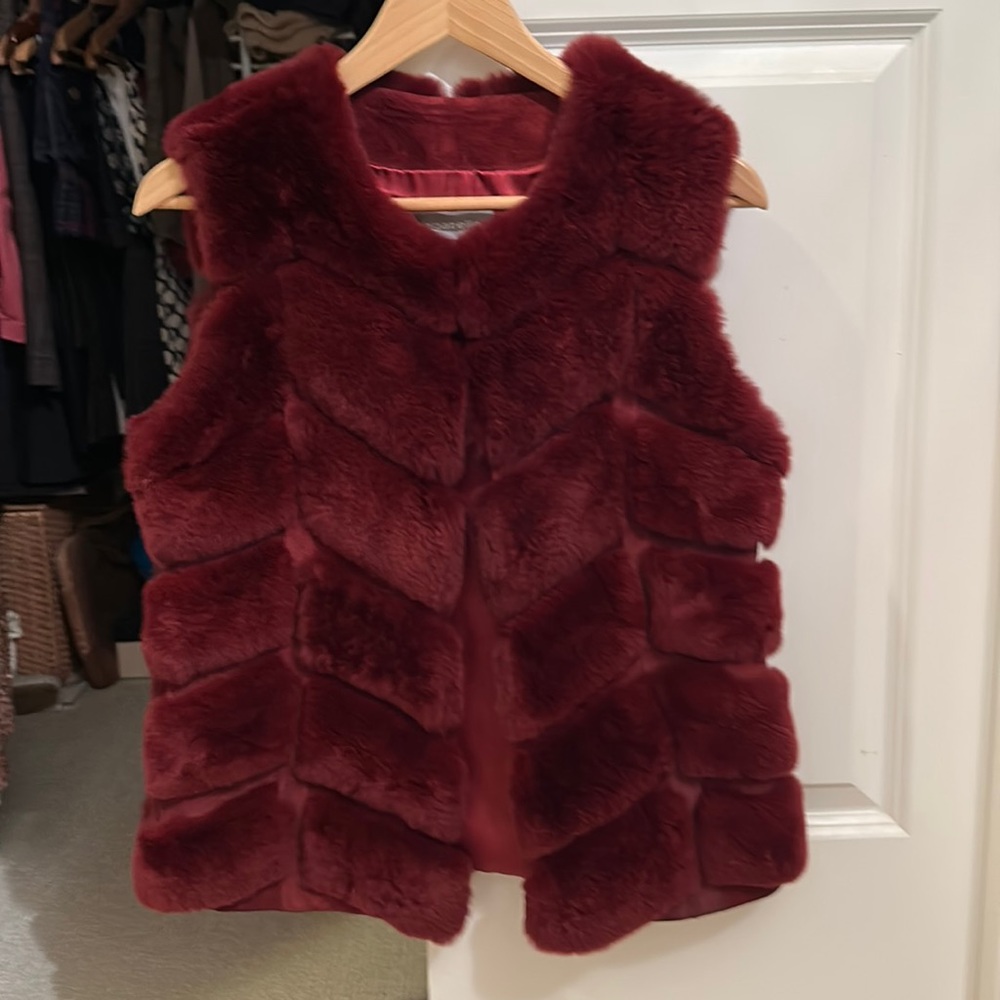 ⭐️HP⭐️ Brand New Bagatelle Genuine Rabbit Fur & Suede Vest.
